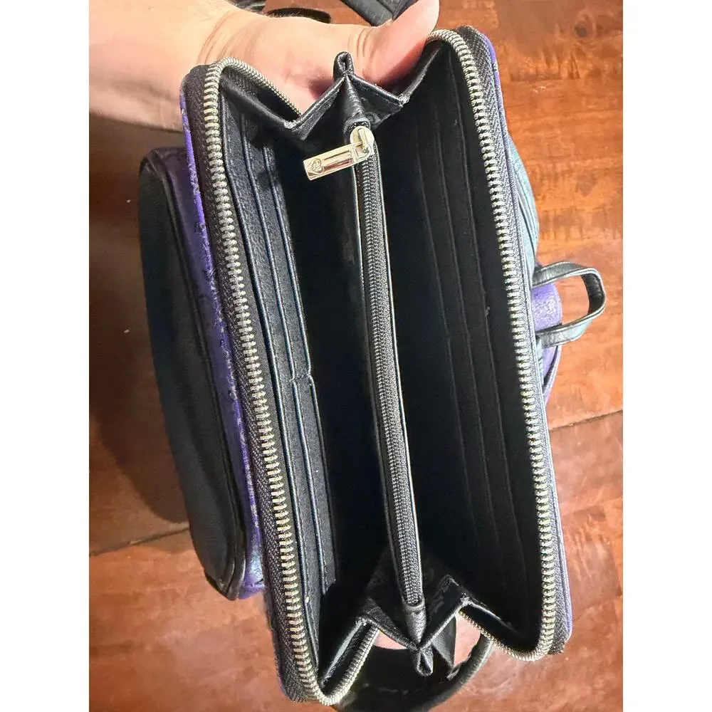 Disney Parks Loungefly Haunted Mansion Purple Wallpaper Backpack and Wallet Set